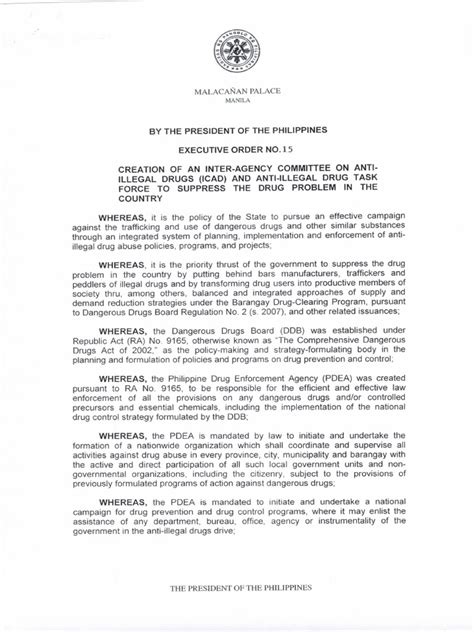 EXECUTIVE ORDER NO. 15 .